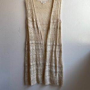 One Heart open front crochet look boho lightweight sweater vest size XS